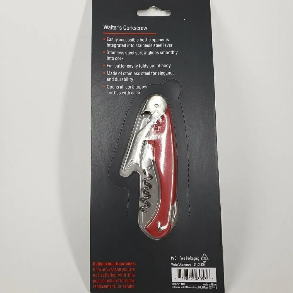 OXO Red  Waiter’s Corkscrew  With Contoured Handle NEW